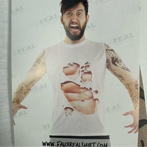 Faux Real men’s novelty realistic with tattoos shirt size S